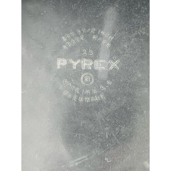 Pyrex Glass Pie Plate Dish Pan 9.5" Round 229 Clear Handles Fluted Edge Stains - Picture 3 of 10